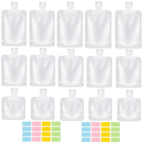 SEQUHITKU 17 Pack Travel Pouches for Toiletries,TSA Approved,Travel Size Portable Containers,Stand Up Pouch,Refillable Travel Accessories for Shampoo Conditioner Lotion Soap Liquids (B-17pcs)