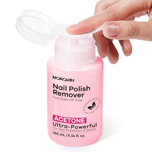 Morovan Rose Scent Acetone Nail Polish Remover - 6.34 Fl Oz with Pump