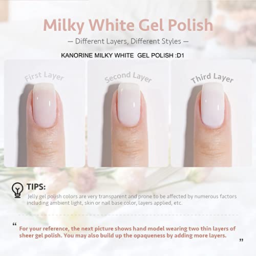 KANORINE Milky White Jelly Gel Nail Polish - 15ml Soak Off