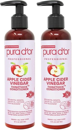 PURA D'OR Apple Cider Vinegar Thin2Thick Conditioner, 8oz (Pack of 2)
