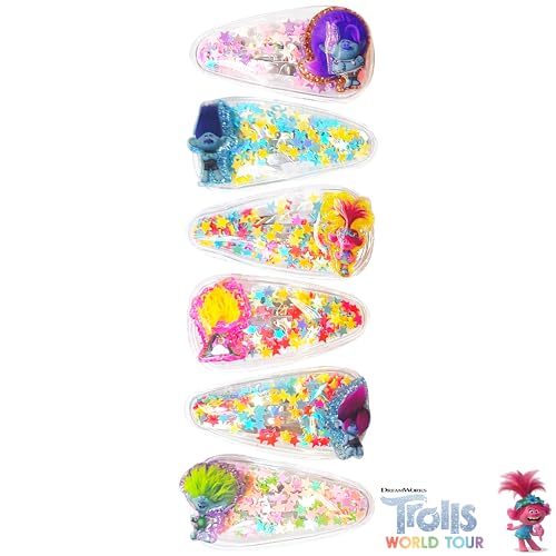 Luv Her Magical Confetti Hair Clips for Kids - 6pc Multicolor Trolls Charms & Hair Accessories