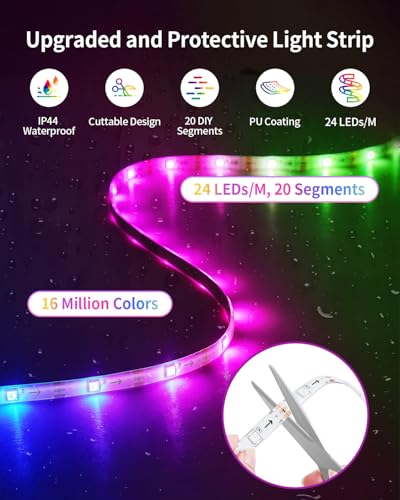 Smart RGB+IC LED Strip Lights - 6.6ft Bluetooth Color Changing