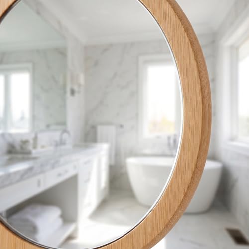 NOLITOY Wooden Handheld Vanity Mirror - Portable 10 Inch Makeup & Grooming Tool