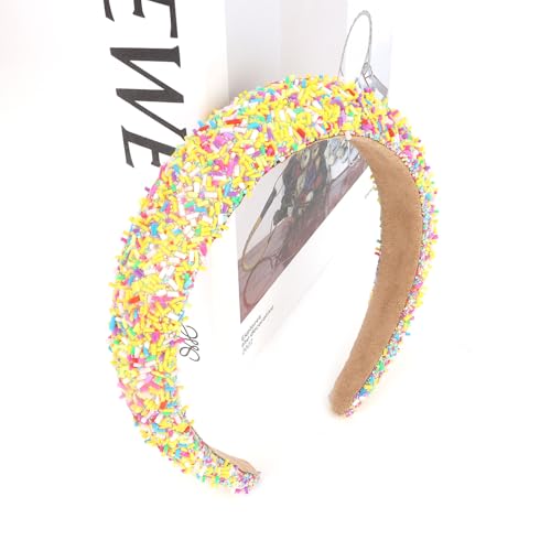 Semato Yellow Sprinkle Headband for Women – Wide Padded Donut Hair Band