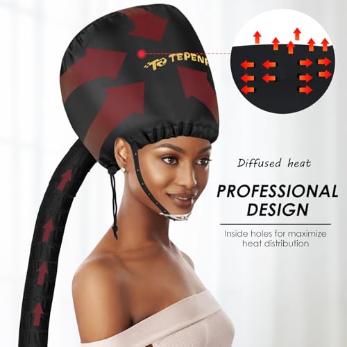 TEPENAR Large Black Adjustable Bonnet Hair Dryer Attachment for Fast, Even Drying
