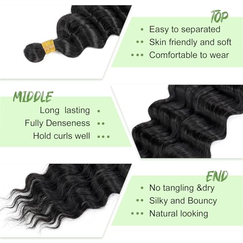 14-Inch Burgundy Deep Wave Crochet Hair - 2 Packs for Boho Braids