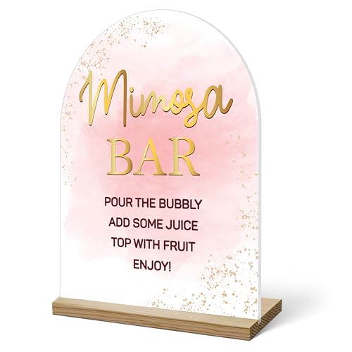 Elegant Acrylic Mimosa Bar Sign with Holder for Events