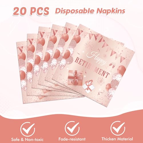 Rose Gold Retirement Party Supplies Set - 41 Pieces Tableware for 20 Guests