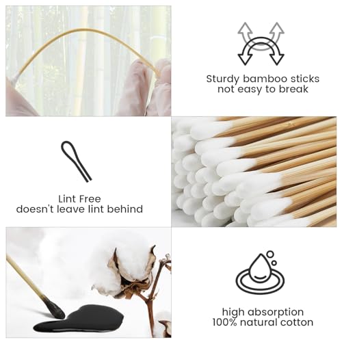 1000Pcs Long White Wooden Cotton Swabs - Lint Free Applicators