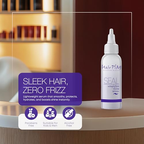 Hair Play Seal Hair Serum for Frizz & Damage - Lightweight Heat Protectant Oil, 2oz