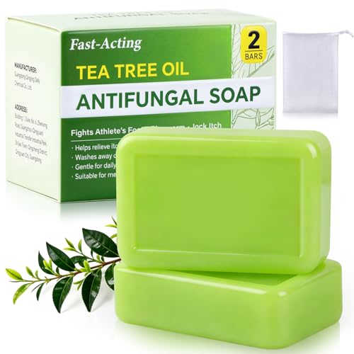 Urrznp Tea Tree Oil Antifungal Soap Bar - Natural Body Wash for Skin Relief