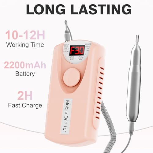 YunLuna Cordless Electric Nail Drill Kit - 30000RPM Professional E-File