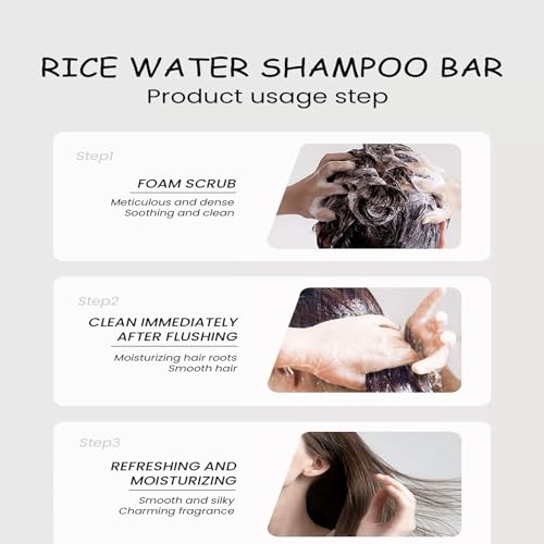 Rice Water 2-in-1 Shampoo Bar for Hair Growth - Natural, Sulfate-Free, All Hair Types