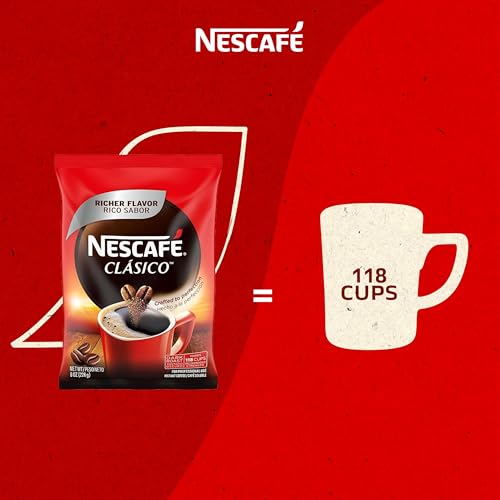 Nescafe Clasico Dark Roast Instant Coffee, 8 oz Pouch