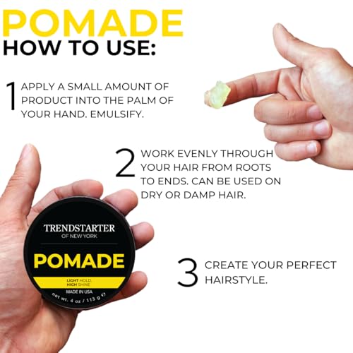 TRENDSTARTER Classic Pomade, Light Hold High Shine Hair Styling, 4oz