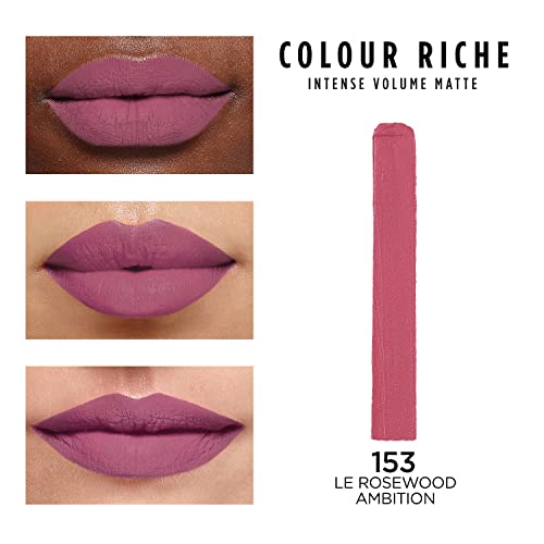 L'Oreal Paris Colour Riche Matte Lipstick, Le Rosewood Ambition, 0.06 Oz - Long-lasting Comfort with Hyaluronic Acid