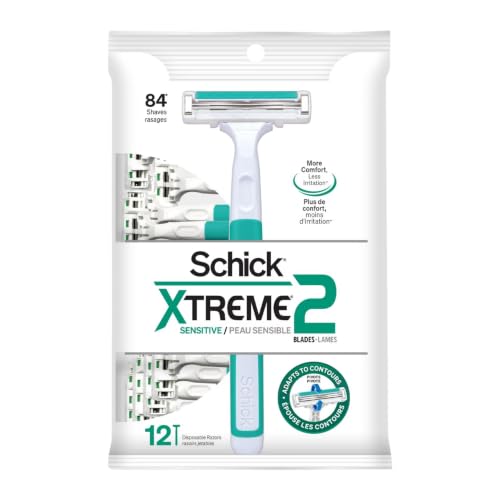Schick Slim Twin ST 2 Disposable Razors for Men Sensitive Skin - 12 Count (Variation 1)