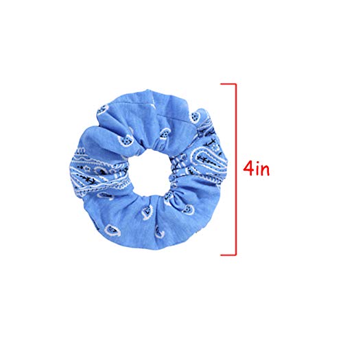 Paisley Print Cotton Scrunchies Hair Ties 5PCS for Women, Elastic Hair Elastics