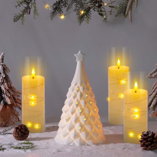 5-Pack Flameless Candles with Remote - Ivory LED Pillar Candles