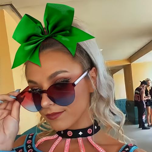 8-Inch Forest Green Cheer Bows for Ponytails - Handmade Hair Accessory