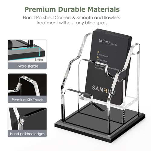 SANRUI Black Acrylic Business Card Holder - 2 Slot, 120 Card Capacity