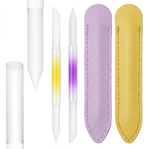 Dual Ended Glass Cuticle Pusher Set with Leather Cases - 2 pcs