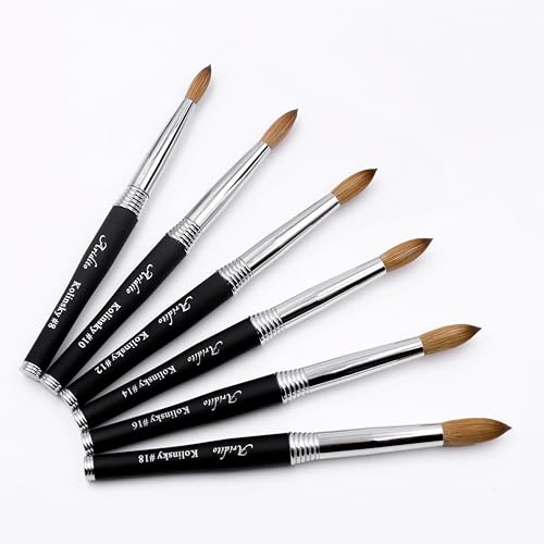 Kolinsky Acrylic Nail Art Brush #8 with Black Metal Handle