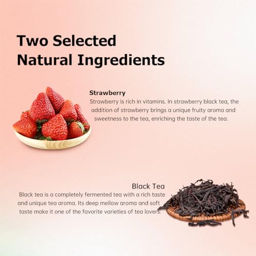 Natural Strawberry Black Tea - 100% Loose Leaf Blend, 50g