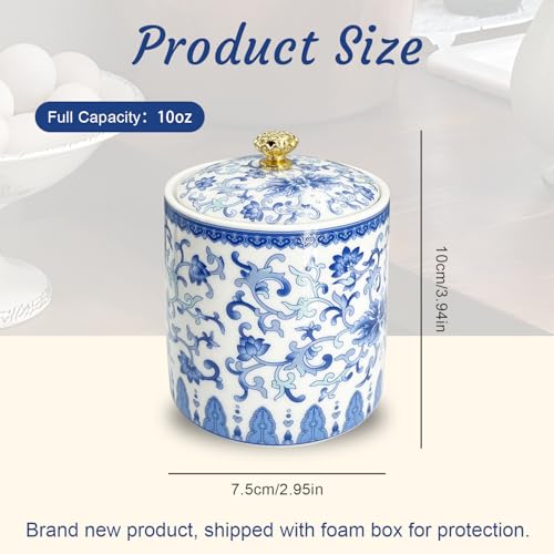 Vintage Blue & White Ceramic Salt Cellar with Airtight Lid