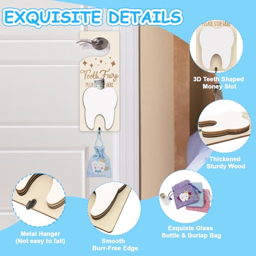 Tooth Fairy Holder Set with Door Hanger, Keepsake Bottle & Pouch