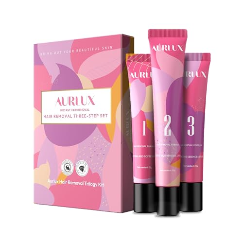 Trilogy Kit for PCOS Facial Hair Removal for Women - Clinical Grade Hair Remover for Women Chin Upper Lip - 3 Step System Lasts 3-4 Weeks - Soothing Gel with Aloe Vera & Vitamin E
