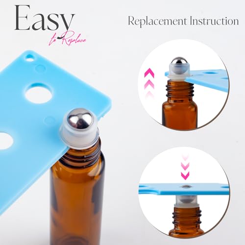 10ml Amber Roller Bottles for Essential Oils - 4 Pack with Stainless Steel Balls