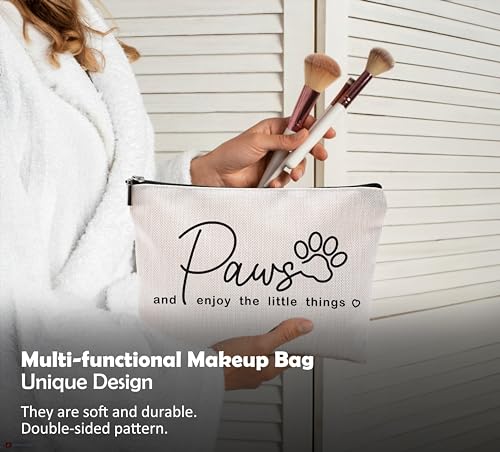 Dog Mom Makeup Bag with Zipper - Inspirational Quote Cosmetic Case for Women