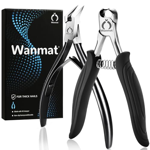 Wanmat Upgraded Toenail Clipper with Catcher | Heavy Duty Thick & Ingrown Nail Cutter for Men & Seniors