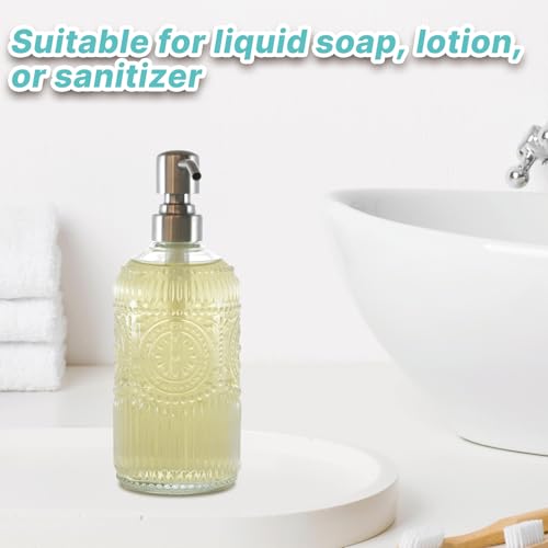Elegant Glass Soap Dispenser with Stainless Steel Pump - 17oz