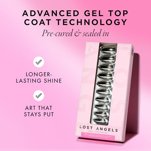 Lost Angels Say Less Chrome Press On Nails - Almond Shape - 30 Count