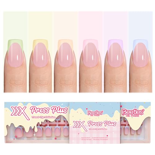 Beetles Short Square French Press-On Nails - 192 Pcs Pastel Macaron Tips