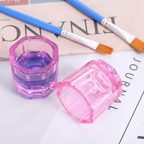 2 PCS Pink Glass Dappen Dish for Nail Art & Monomer Use