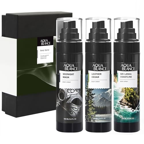 AQUA BLANCE Body Spray for Men - 3-Pack Fragrance Mist, 3.4 Fl Oz Each