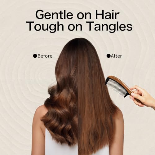 Onedor Sandalwood & Buffalo Horn Hair Comb - Anti-Static, Fine Tooth