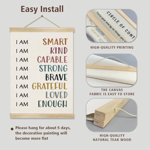 Inspirational Positive Affirmation Wall Art - I Am Kind, I Am Strong