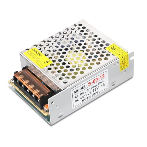 12V 5A Switching Power Supply - 60W AC to DC Adapter for LED Lights