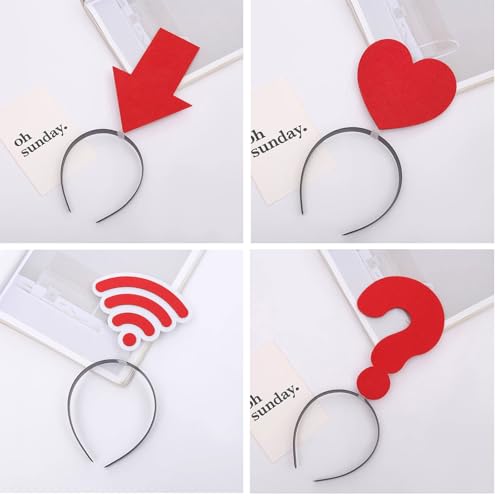 Red Heart Headbands Set - 2 Pcs Soft Stretchy for Concerts & Halloween