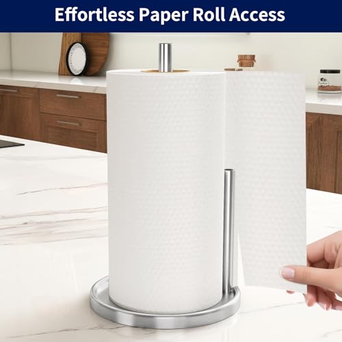 Sturdy Silver Paper Towel Holder with Weighted Base