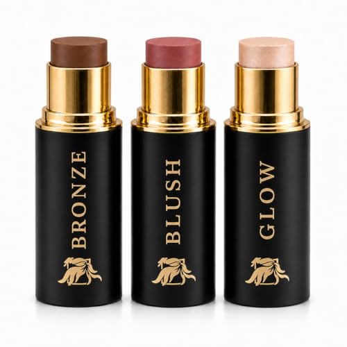 Cream Contour Stick Set ? Blush, Bronzer & Highlighter Trio | Hydrating, Buildable, High-Pigment Makeup with Shea Butter & Vitamin E | Phoenix Beauty Gift Set (Enchanted)