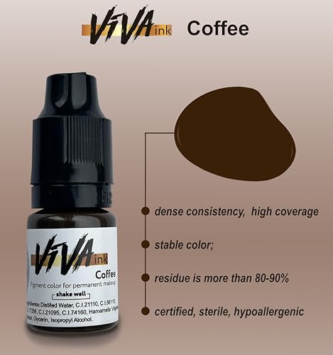 VIVA INK Permanent Eyebrow Microblading Pigment - Coffee, 0.2 oz