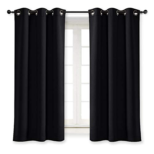 NICETOWN Blackout Curtain Panel - 42x63 Inch, Energy Efficient, Black