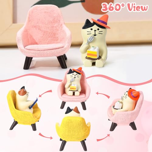 Miniature Cat Figurines Set - 6 Pcs Cute Desk Decor for Cat Lovers