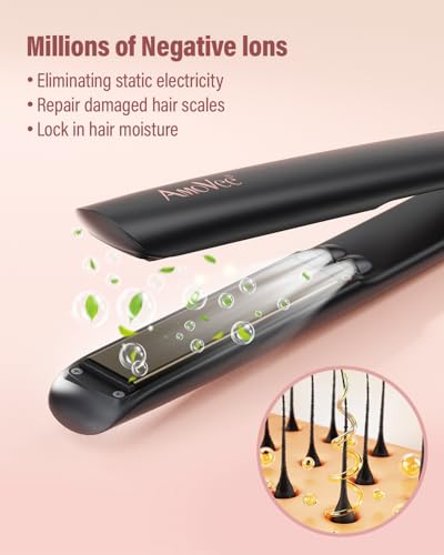 AmoVee 2-in-1 Hair Straightener and Curler, 1.25-Inch Ceramic Flat Iron