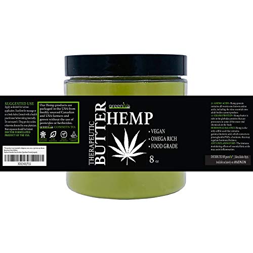 GreenIVe Hemp Body Butter - Natural Moisturizing Cream, 8oz Jar